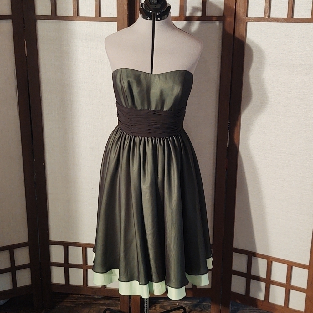 Jordan Key Lime Green and Black Party Strapless Dress Sz 6